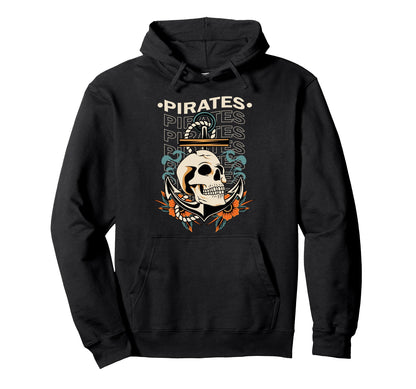 Pirates Skull Aesthetic Edgy Hoodie - Casual Everyday Wear Unisex - T-Shirt, Sweatshirt, Hoodie