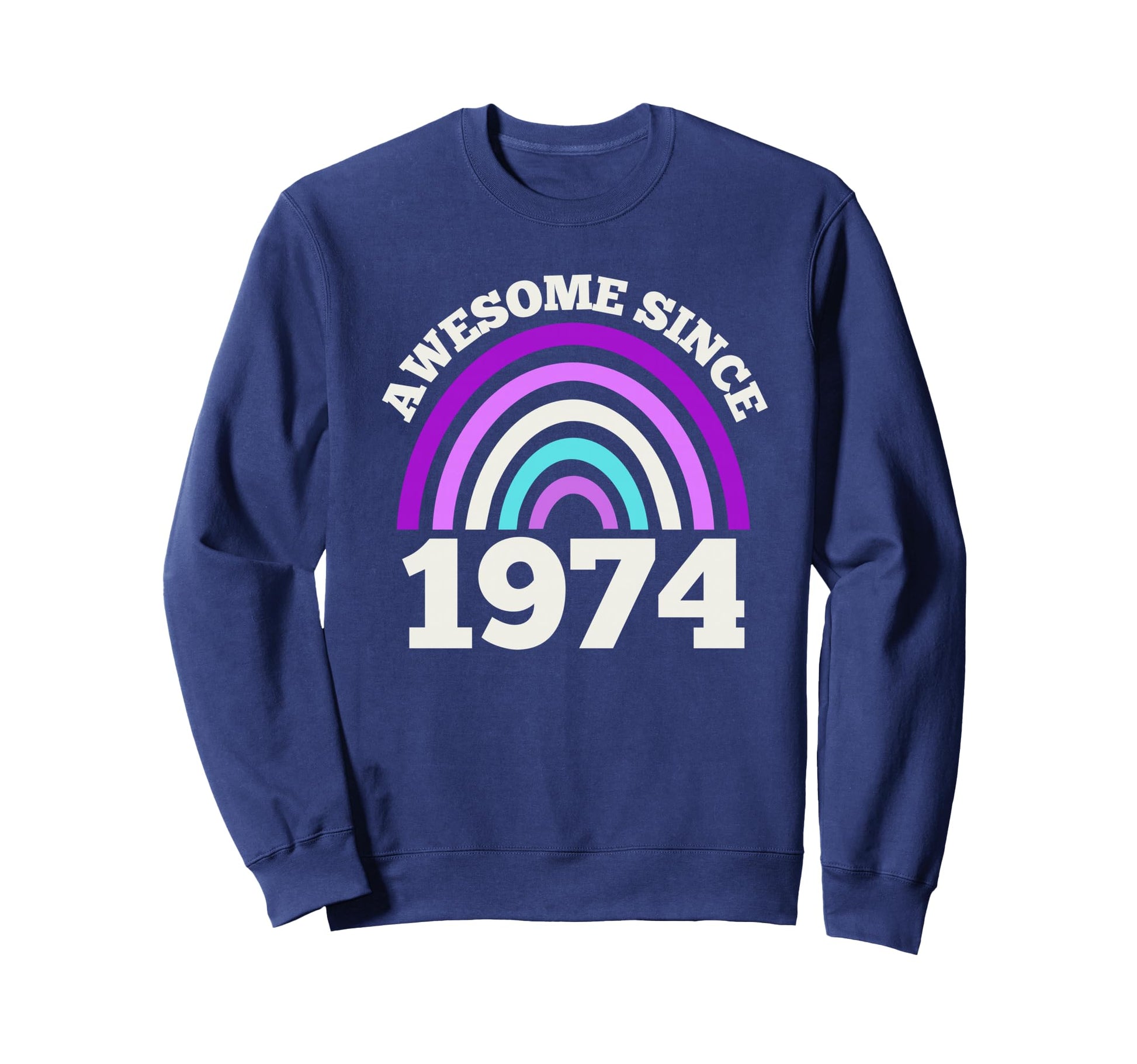 Awesome Since 1974 Purple Sweatshirt - Fun Novelty Design Men Women - T-Shirt, Sweatshirt, Hoodie