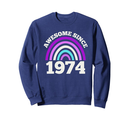 Awesome Since 1974 Purple Sweatshirt - Fun Novelty Design Men Women - T-Shirt, Sweatshirt, Hoodie