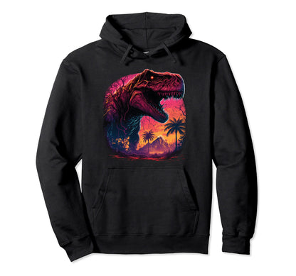 T Rex Vaporwave Aesthetic Used Distressed Hoodie - Graphic Print Men Women - T-Shirt, Sweatshirt, Hoodie
