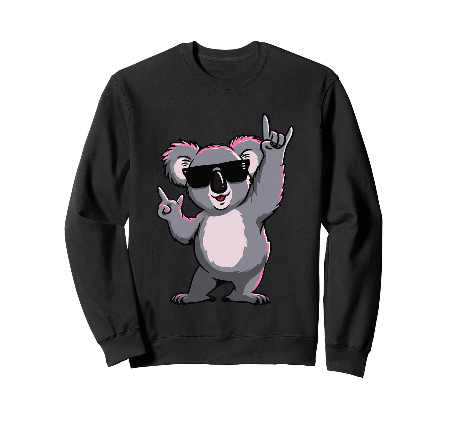 Koala Rock Hand Sign Sunglasses Sweatshirt - Graphic Print for Adults - T-Shirt, Sweatshirt, Hoodie