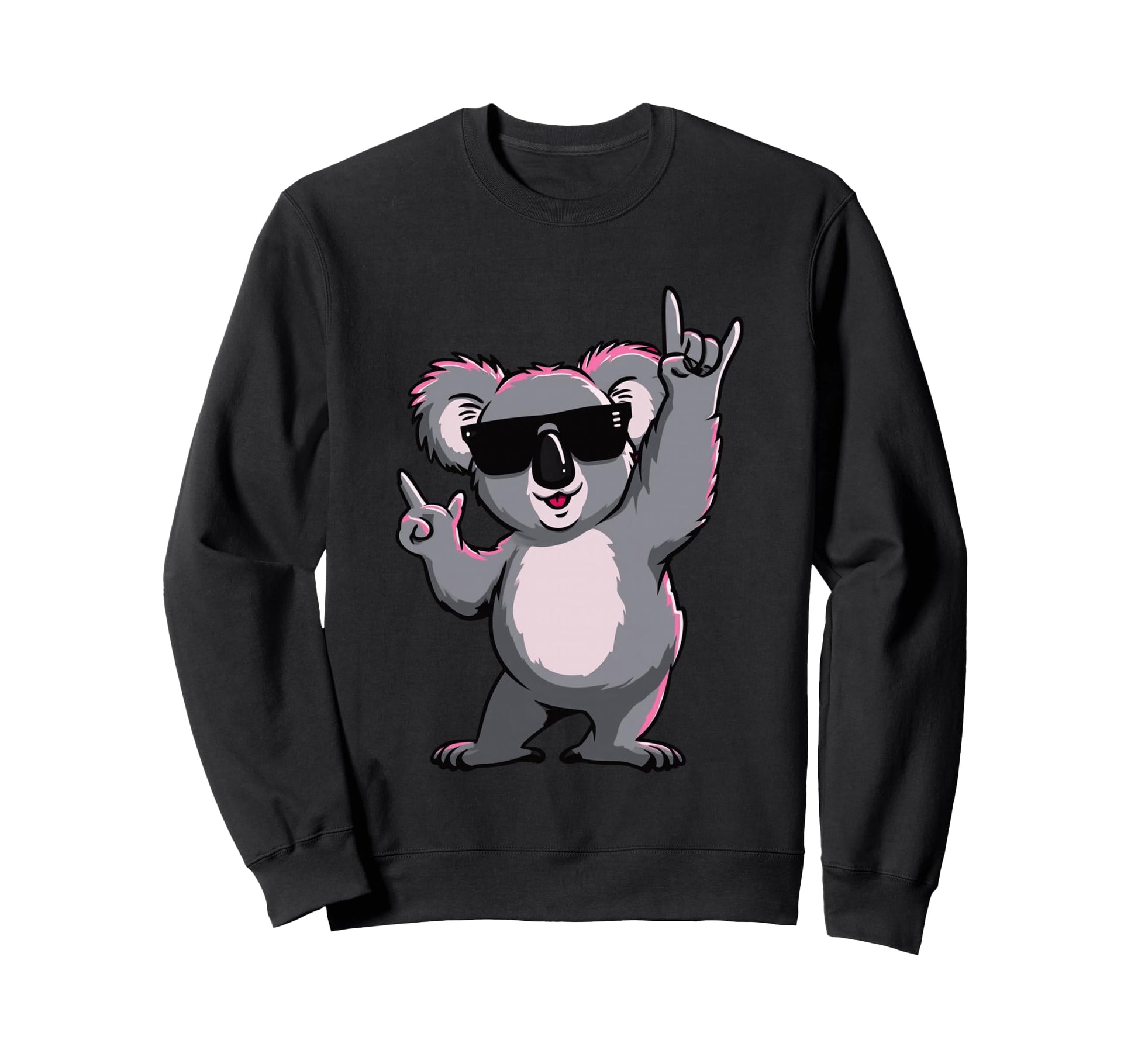 Koala Rock Hand Sign Sunglasses Sweatshirt - Graphic Print for Adults - T-Shirt, Sweatshirt, Hoodie