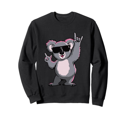 Koala Rock Hand Sign Sunglasses Sweatshirt - Graphic Print for Adults - T-Shirt, Sweatshirt, Hoodie