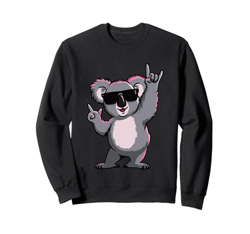 Koala Rock Hand Sign Sunglasses Sweatshirt - Graphic Print for Adults - T-Shirt, Sweatshirt, Hoodie