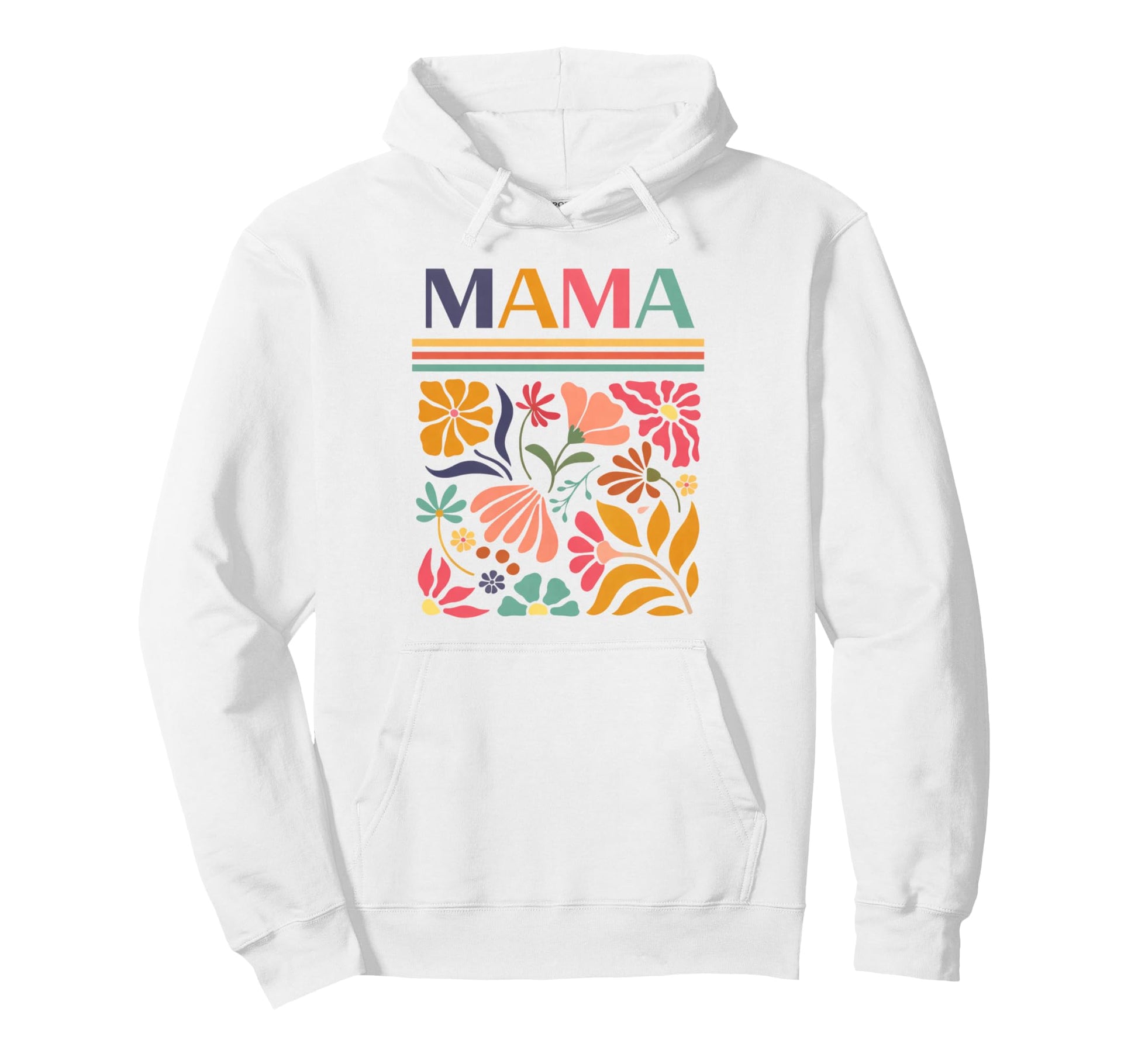 Mama Boho Floral Folk Art Flowers Hoodie - Casual Everyday Wear Unisex - T-Shirt, Sweatshirt, Hoodie
