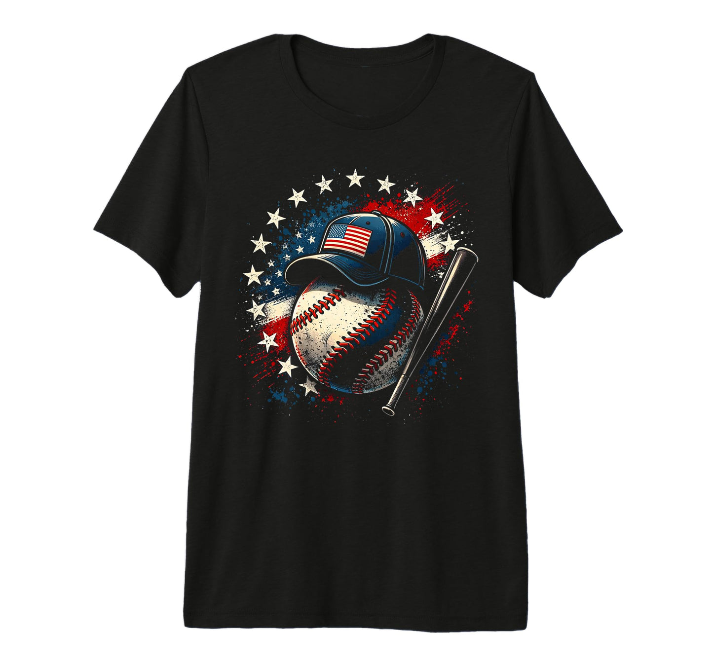 Distressed Baseball And Usa Flag Tri T-Shirt - Custom Art Print Men Women - T-Shirt, Sweatshirt, Hoodie