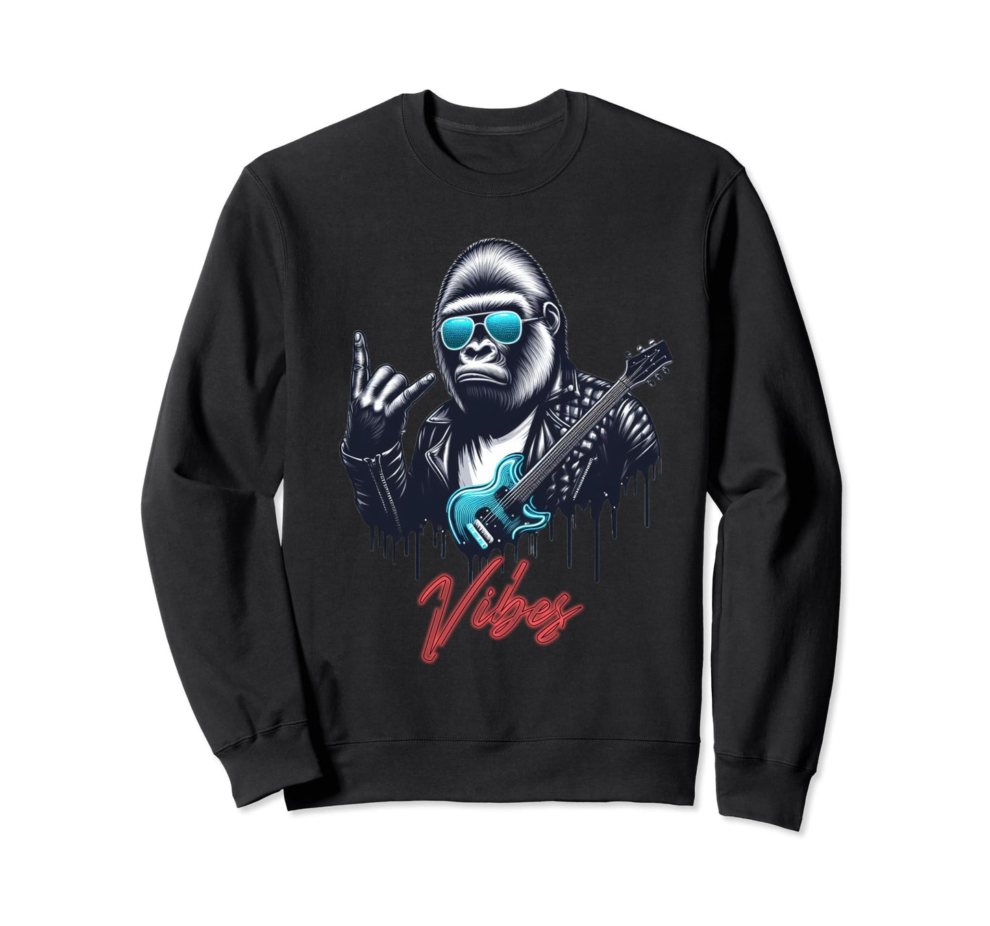 Rock Good Vibes Gorilla Sweatshirt - Fun Novelty Design Unisex - T-Shirt, Sweatshirt, Hoodie