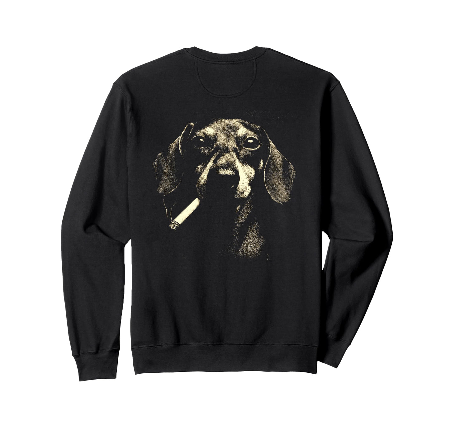 Dachshund Smoking Cigarette Sweatshirt - Custom Art Print for Adults - T-Shirt, Sweatshirt, Hoodie