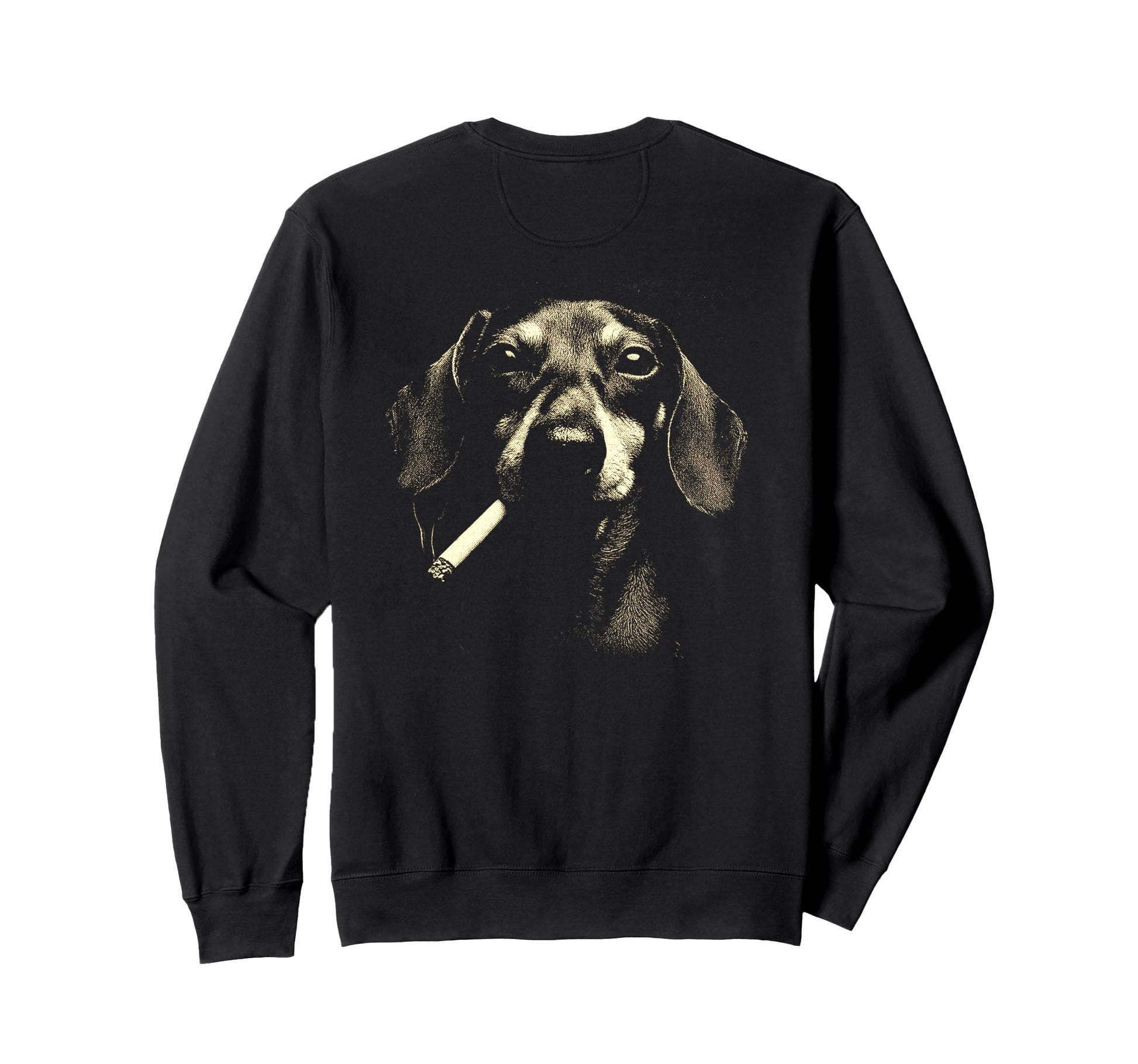 Dachshund Smoking Cigarette Sweatshirt - Custom Art Print for Adults - T-Shirt, Sweatshirt, Hoodie