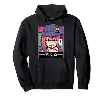 Aesthetic Vaporwave Think Waifu Anime Hoodie - Casual Everyday Wear Unisex - T-Shirt, Sweatshirt, Hoodie
