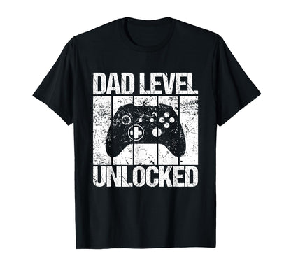 Dad Level Unlocked Gaming Controller T-Shirt - Aesthetic Graphic Men Women - T-Shirt, Sweatshirt, Hoodie