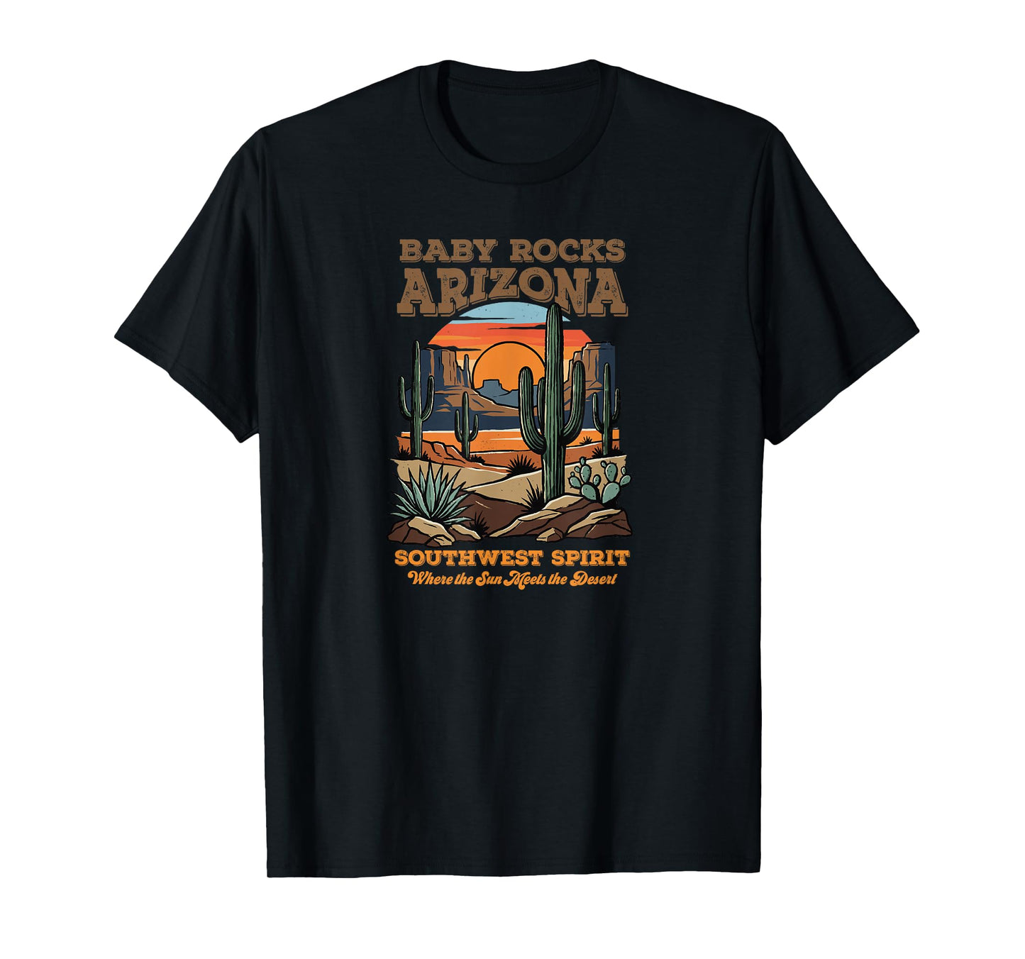 Rocks Arizona Desert Sunset Cactus T-Shirt - Custom Art Print Unisex - T-Shirt, Sweatshirt, Hoodie