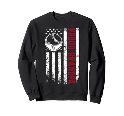 Proud Grandpa Baseball Player Us Flag Sweatshirt - Novelty Apparel Unisex - T-Shirt, Sweatshirt, Hoodie
