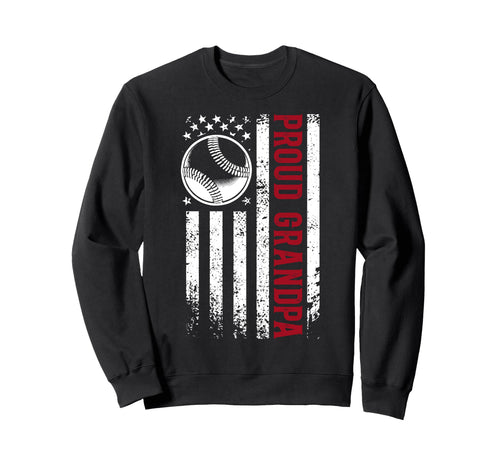 Proud Grandpa Baseball Player Us Flag Sweatshirt - Novelty Apparel Unisex - T-Shirt, Sweatshirt, Hoodie