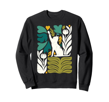 Cat Lovers Boho Matisse Flower Painting Sweatshirt - Unique Graphic Unisex - T-Shirt, Sweatshirt, Hoodie