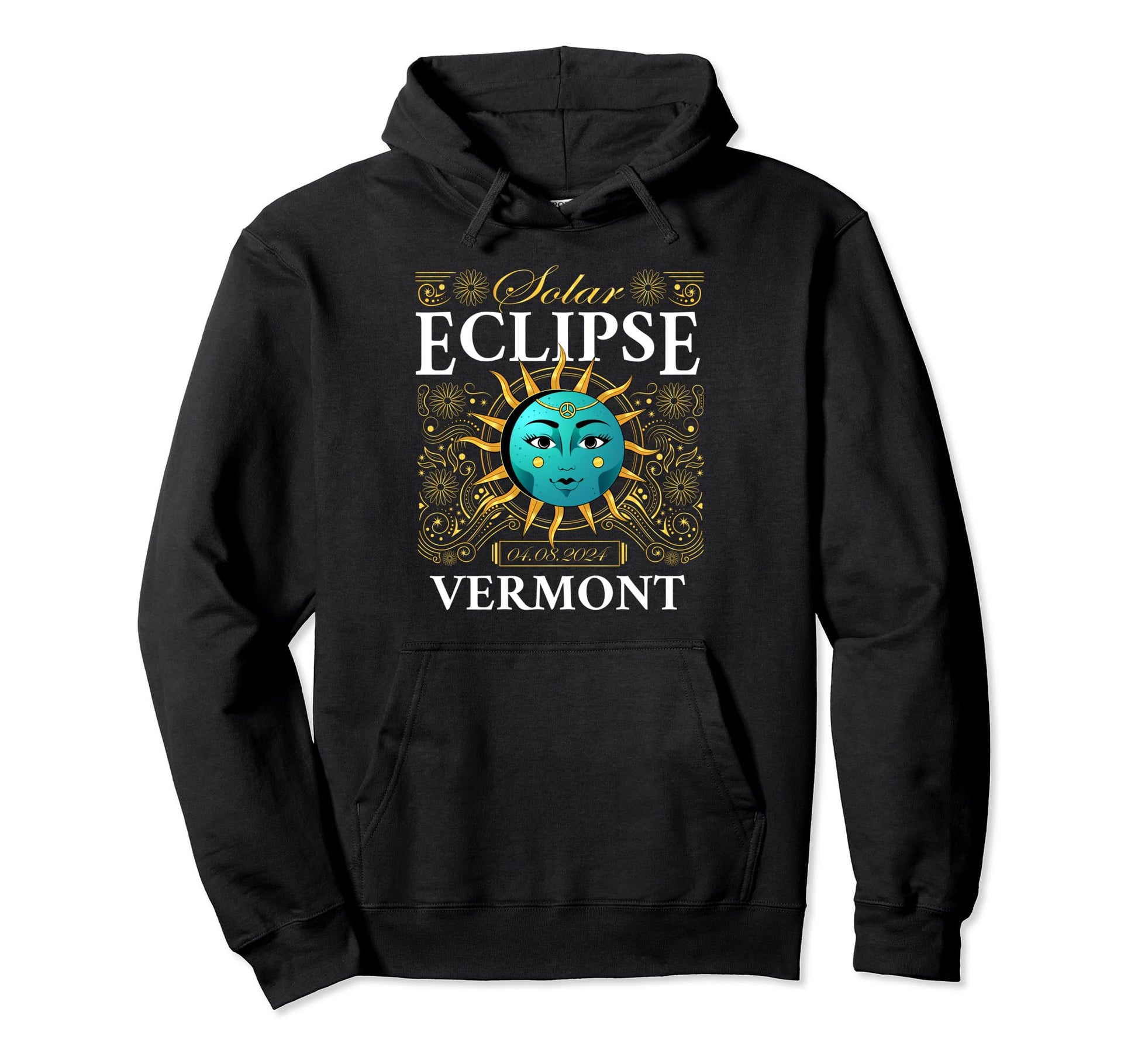 Total Solar Eclipse Vermont 2024 Hoodie - Fun Novelty Design Men Women - T-Shirt, Sweatshirt, Hoodie
