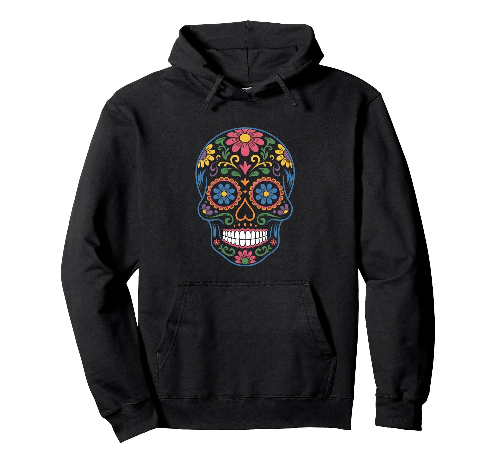 Funny Sugar Skull Floral Skeleton Hoodie - Trendy Graphic Men Women - T-Shirt, Sweatshirt, Hoodie