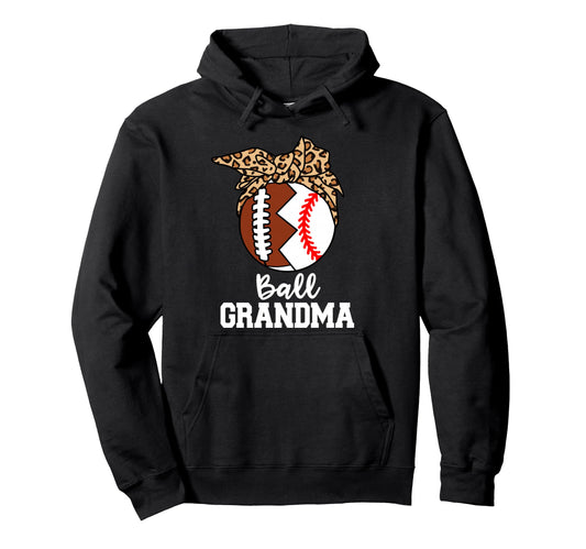 Ball Grandma Football Baseball Leopard Hoodie - Custom Art Print Men Women - T-Shirt, Sweatshirt, Hoodie
