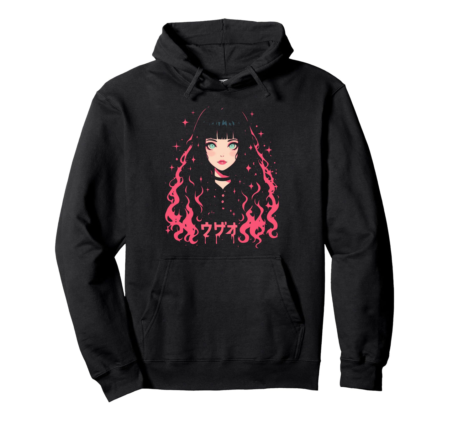 Goth Grunge Demon Anime Waifu Horror Hoodie - Unique Graphic for Adults - T-Shirt, Sweatshirt, Hoodie