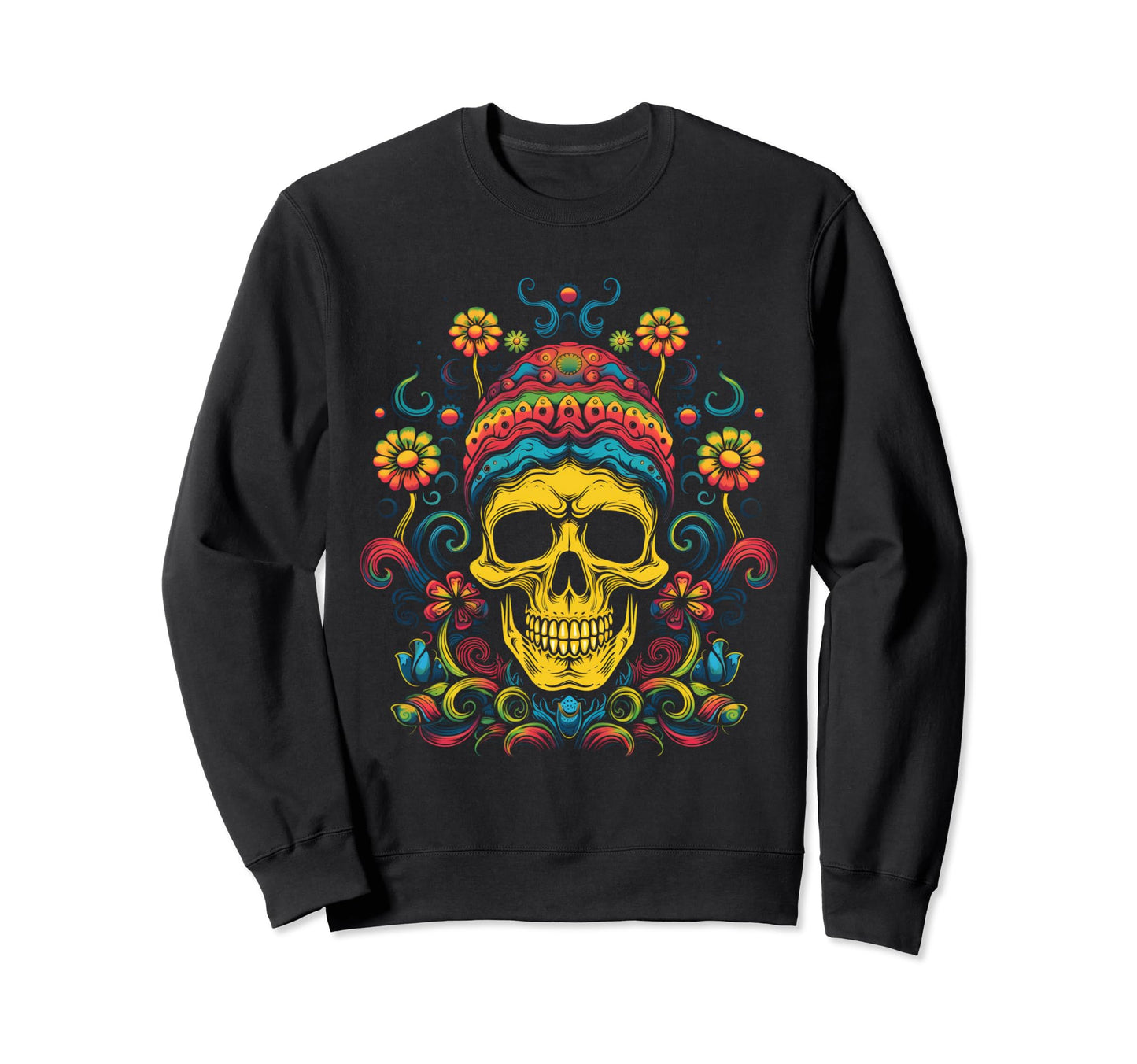 90S Grunge Skull Mushroom Hippie Goth Sweatshirt - Custom Art Print Unisex - T-Shirt, Sweatshirt, Hoodie