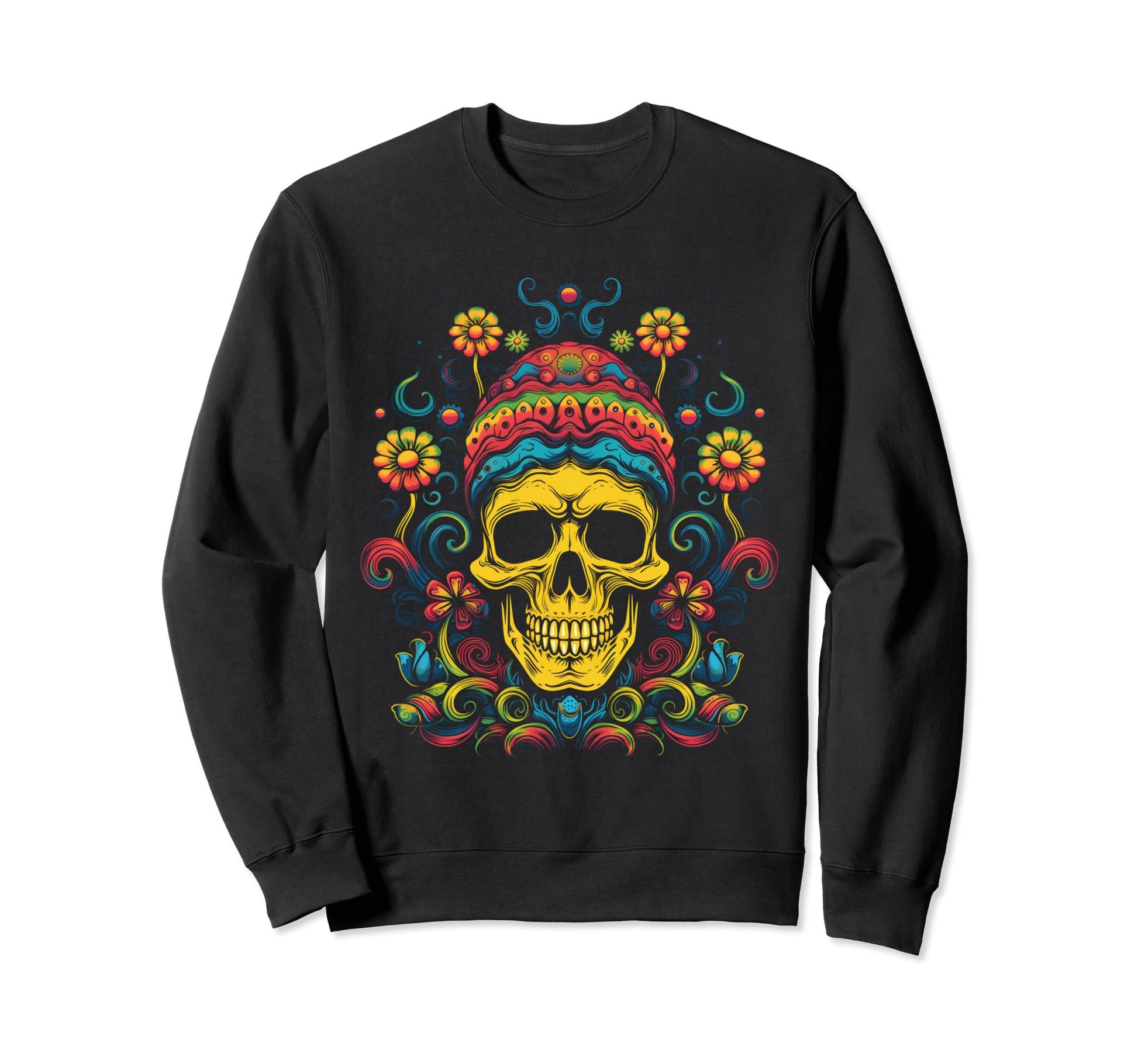 90S Grunge Skull Mushroom Hippie Goth Sweatshirt - Custom Art Print Unisex - T-Shirt, Sweatshirt, Hoodie