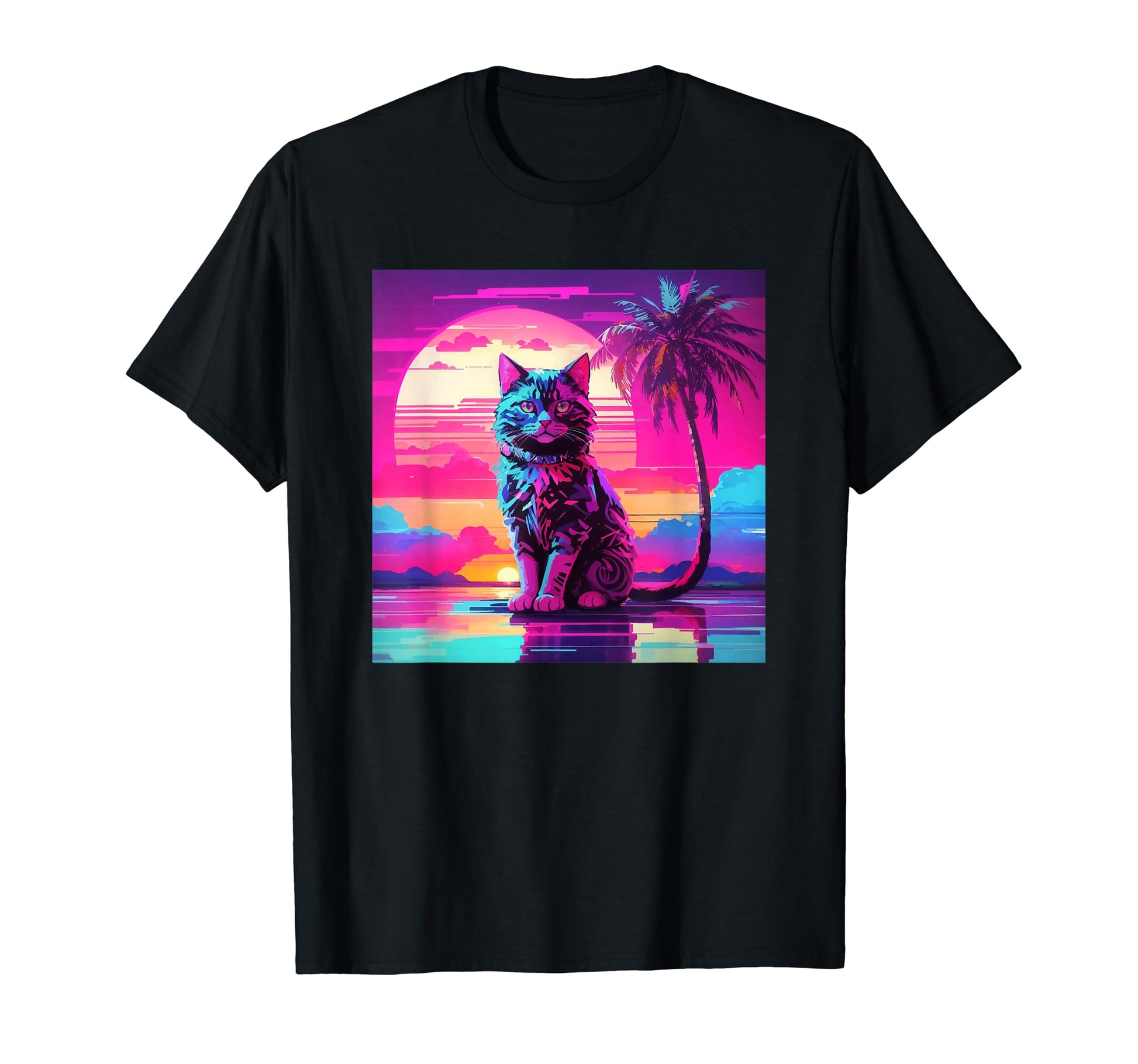 Cat Vaporwave Retrowave Aesthetic T-Shirt - Aesthetic Graphic for Adults - T-Shirt, Sweatshirt, Hoodie