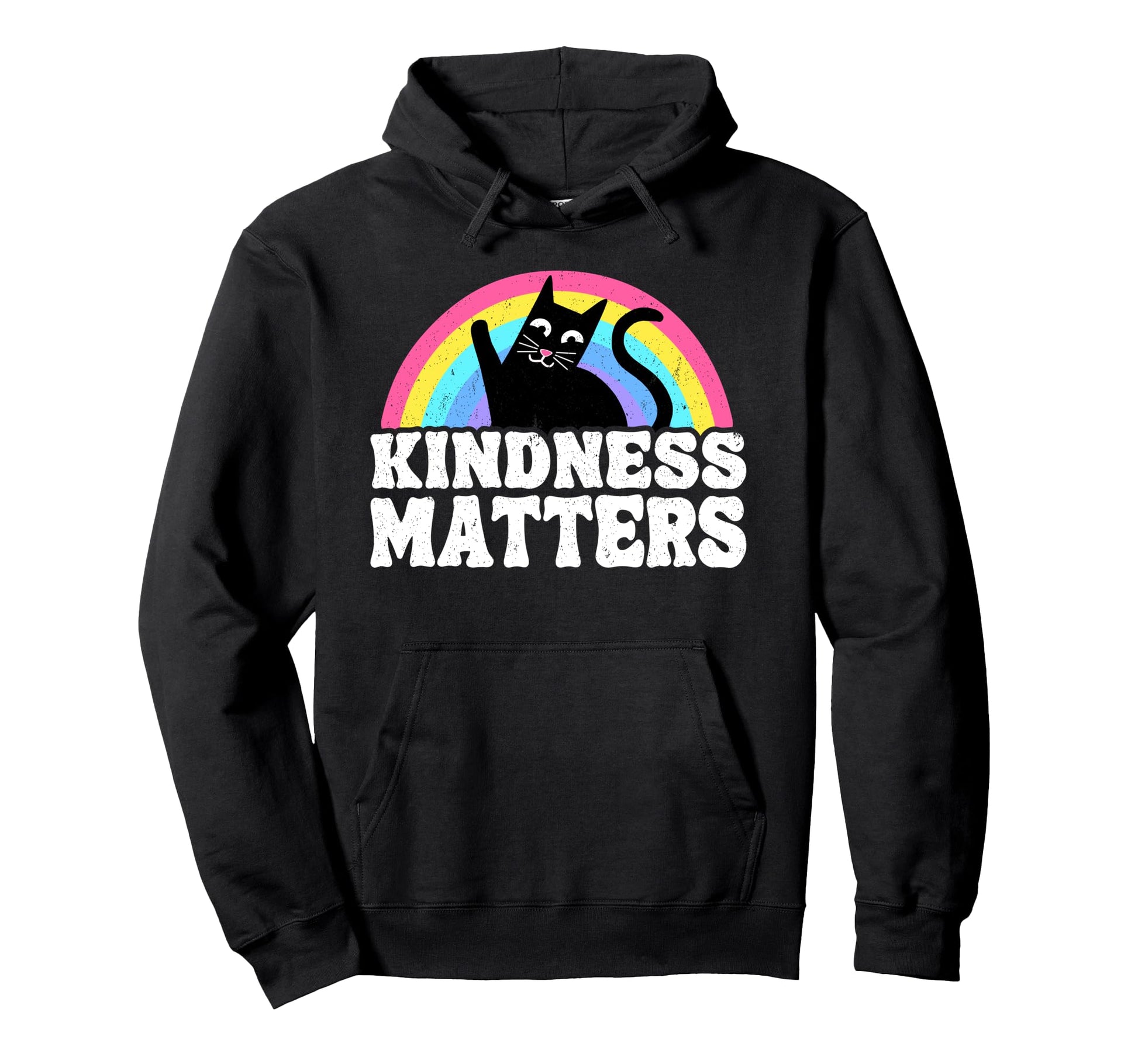 Cat Anti Bullying Rainbow Kindness Hoodie - Aesthetic Graphic Unisex - T-Shirt, Sweatshirt, Hoodie