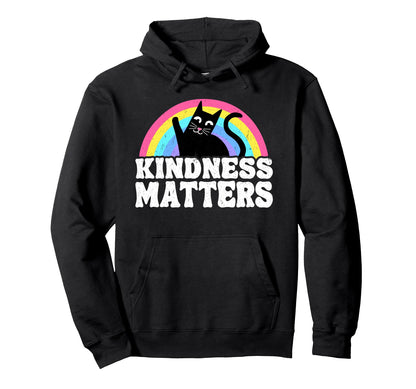 Cat Anti Bullying Rainbow Kindness Hoodie - Aesthetic Graphic Unisex - T-Shirt, Sweatshirt, Hoodie