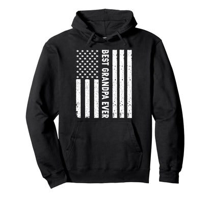 Best Grandpa Ever Distressed Usa American Hoodie - Unique Graphic Unisex - T-Shirt, Sweatshirt, Hoodie