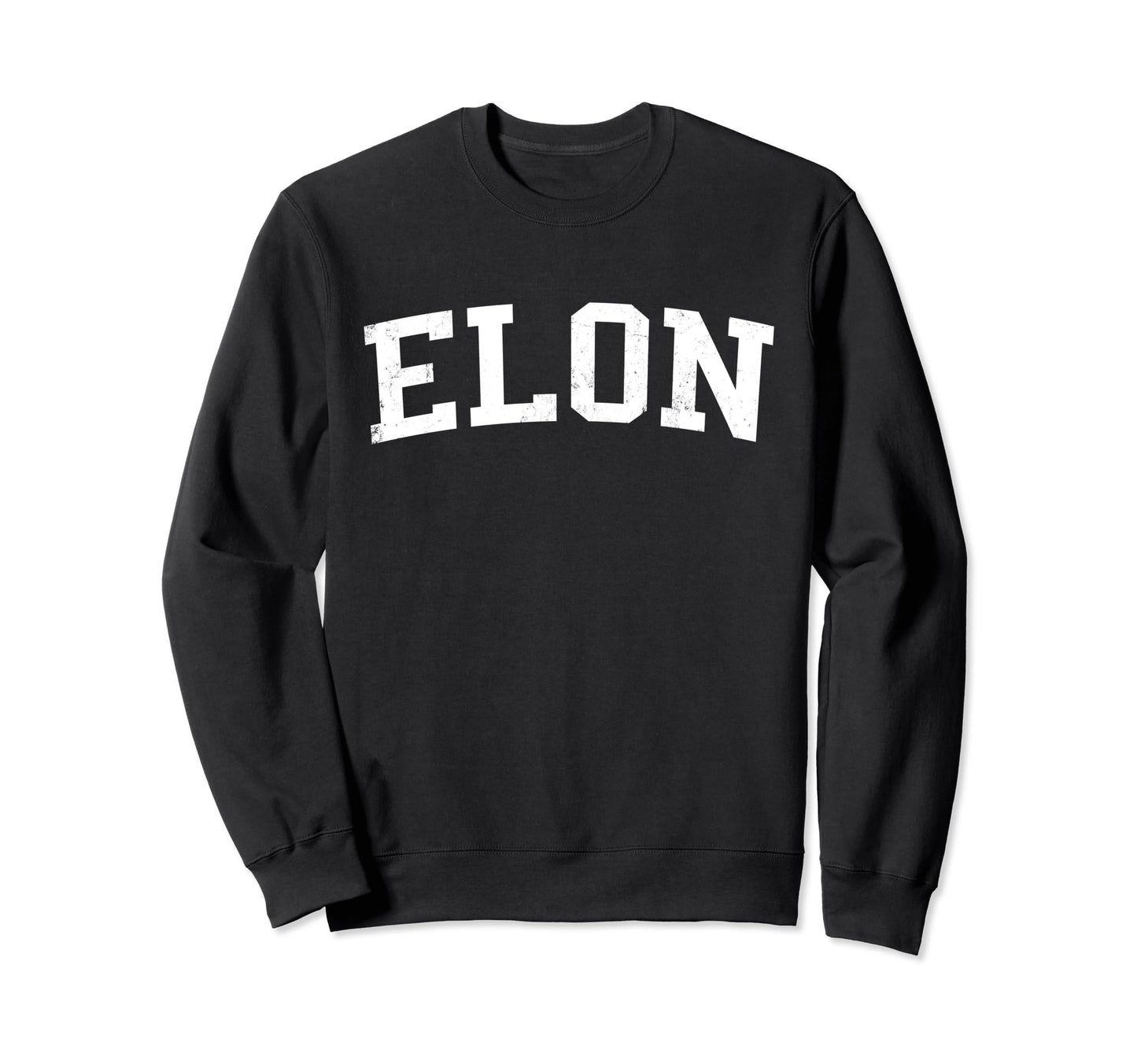 Elon Nc Distressed White Varsity Sweatshirt - Graphic Print for Adults - T-Shirt, Sweatshirt, Hoodie