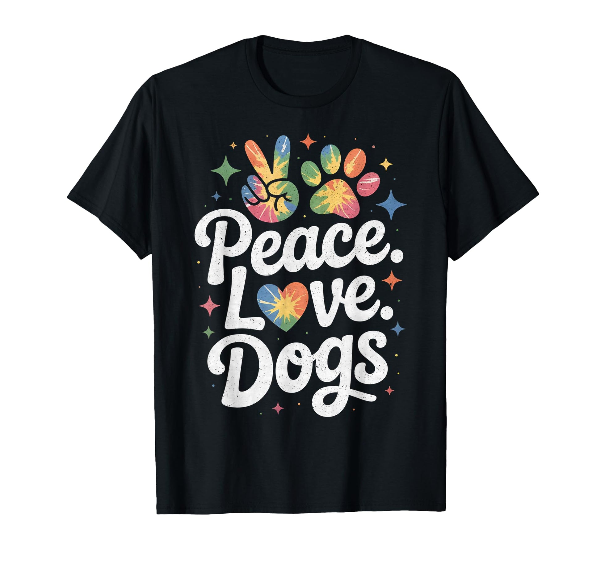 Peace Love Dogs Tie Dye Dog Lover Rescue T-Shirt - Graphic Print Unisex - T-Shirt, Sweatshirt, Hoodie