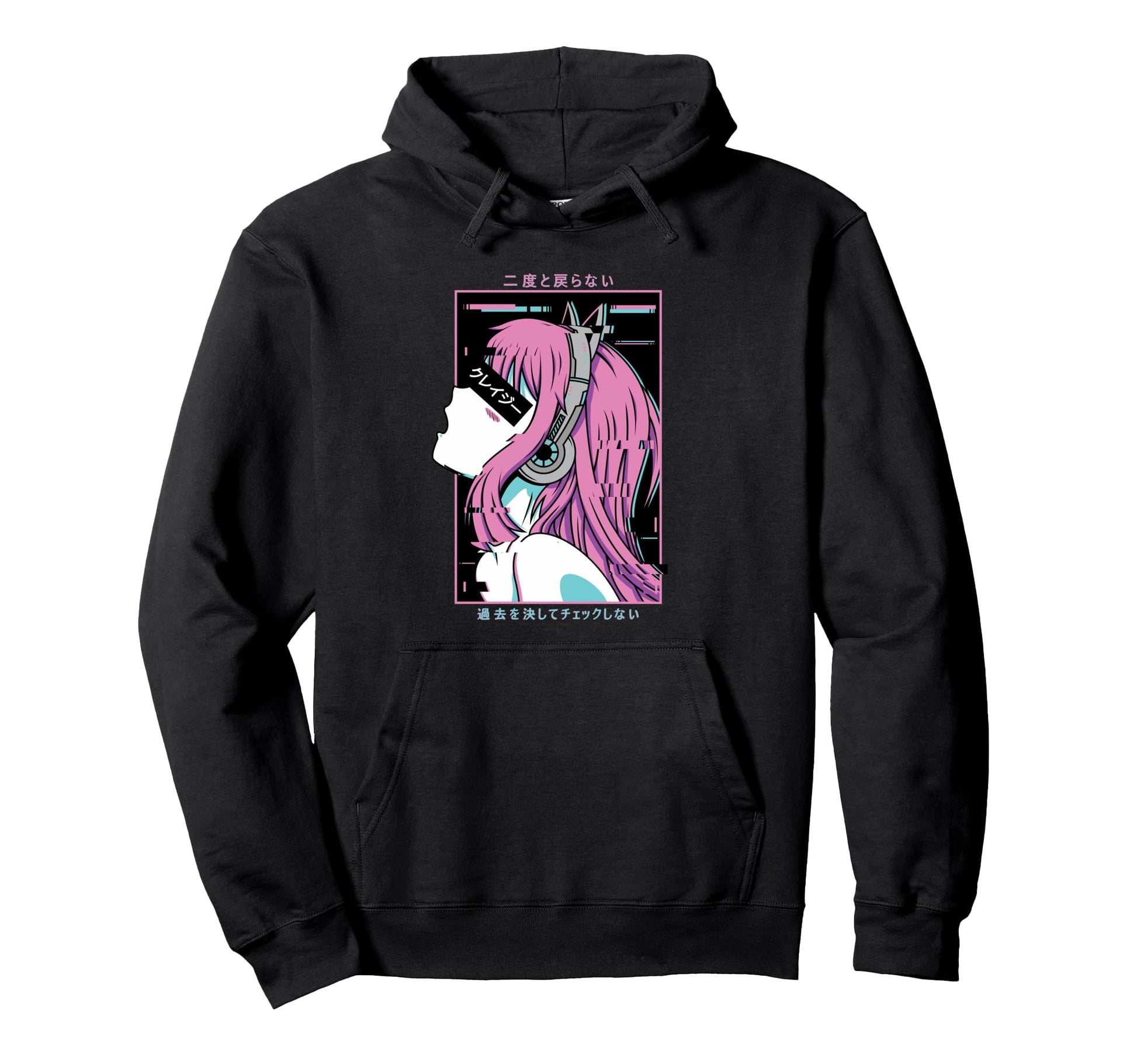 Glitch Anime Vaporwave Aesthetic Japanese Hoodie - Custom Art Print Unisex - T-Shirt, Sweatshirt, Hoodie