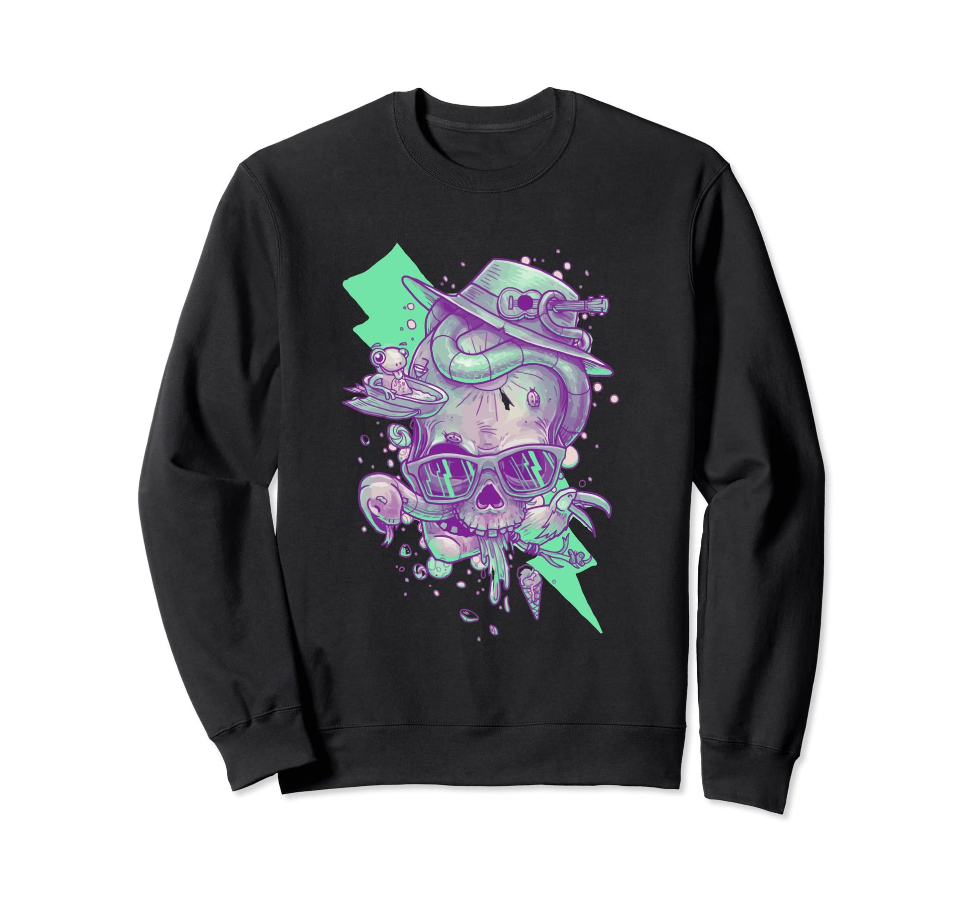 Vaporwave Skull Halloween Aesthetic Art Sweatshirt - Graphic Print Unisex - T-Shirt, Sweatshirt, Hoodie