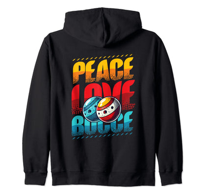 Peace Love Bocce Ball Enthusiast Hoodie - Aesthetic Graphic for Adults - T-Shirt, Sweatshirt, Hoodie
