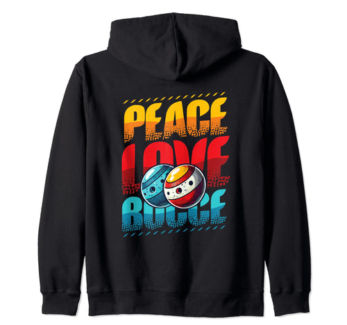 Peace Love Bocce Ball Enthusiast Hoodie - Aesthetic Graphic for Adults - T-Shirt, Sweatshirt, Hoodie