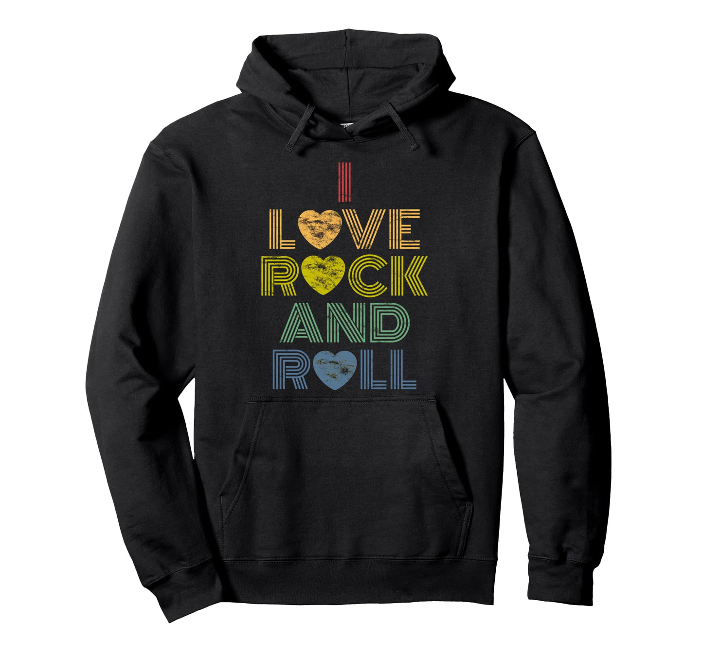 I Love Rock And Roll Rainbow 70S Hoodie - Fun Novelty Design for Adults - T-Shirt, Sweatshirt, Hoodie