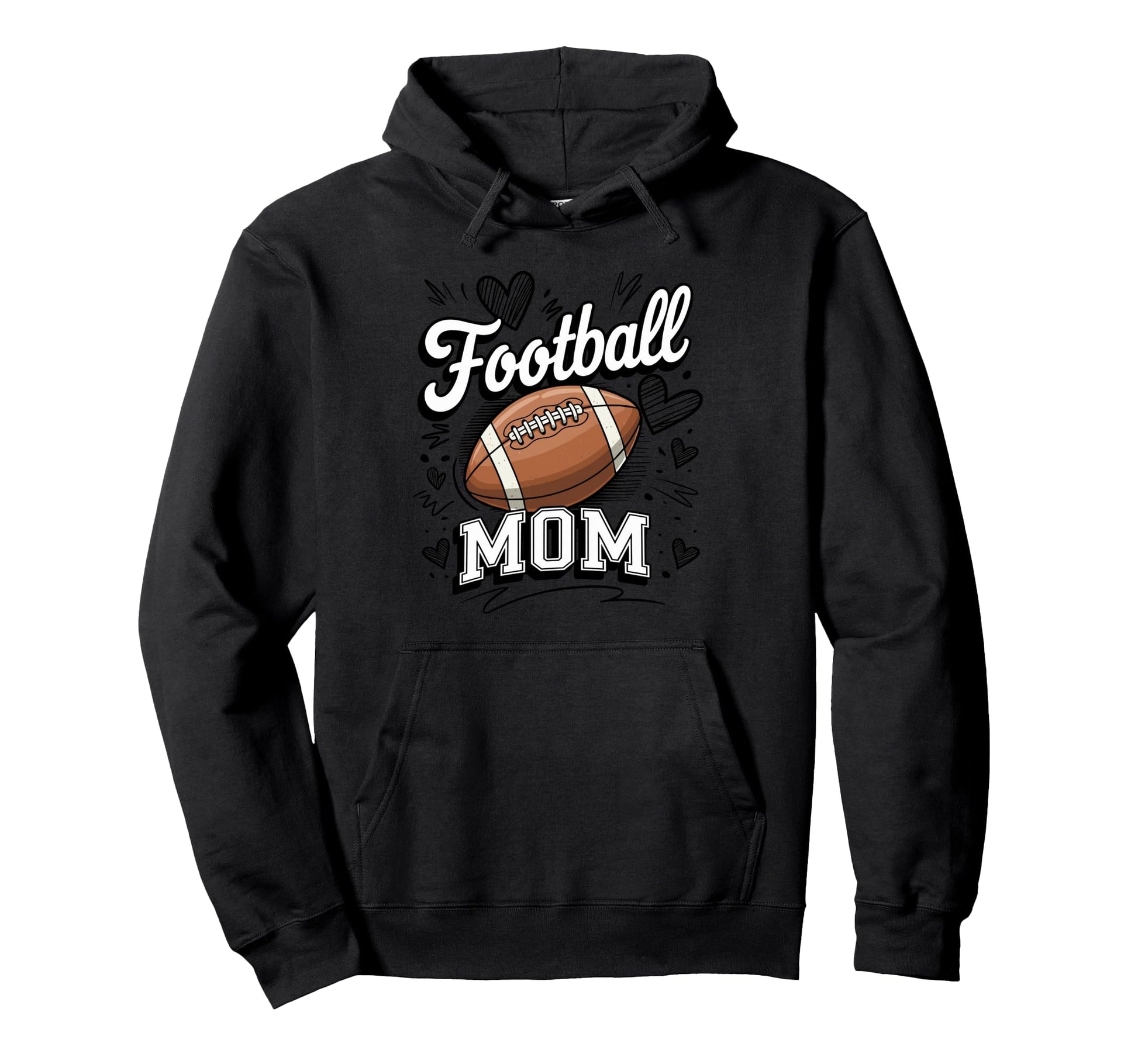 Football Mom Game Day Stadium Heart Ball Hoodie - Custom Art Print Unisex - T-Shirt, Sweatshirt, Hoodie