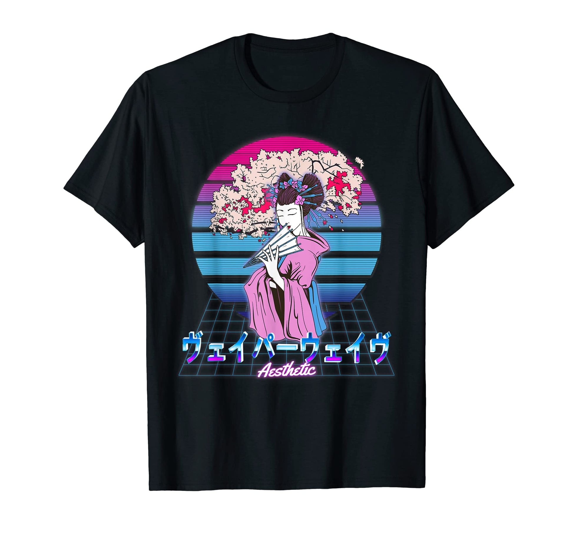Vaporwave Japanese Sakura Blossoms T-Shirt - Graphic Print Men Women - T-Shirt, Sweatshirt, Hoodie