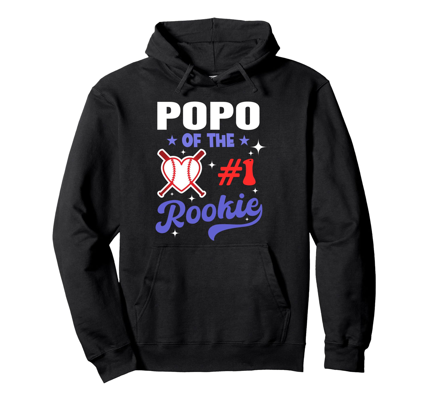 Popo Rookie 1St Baseball Birthday Party Hoodie - Graphic Print Men Women - T-Shirt, Sweatshirt, Hoodie