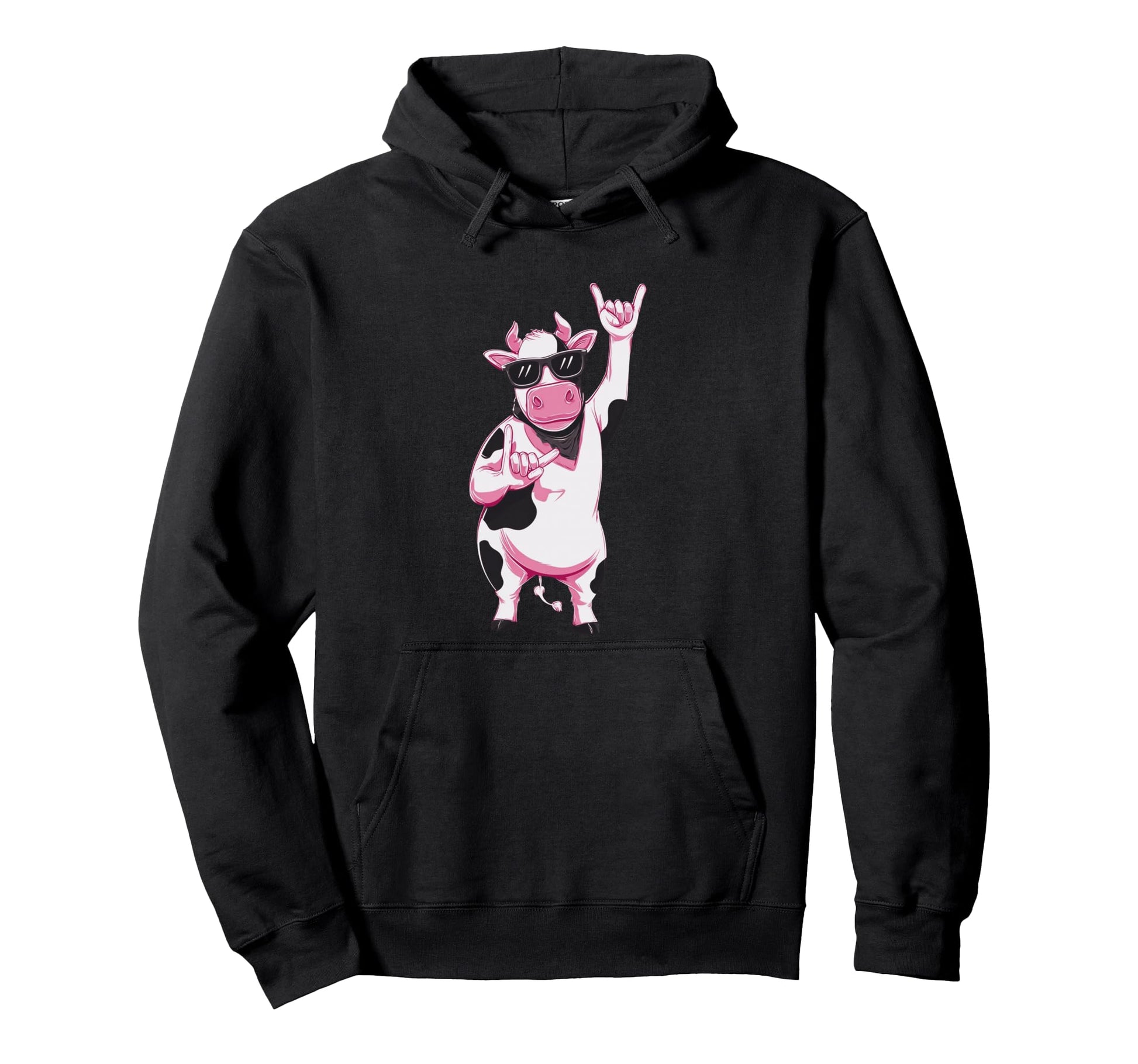 Cow Bandana Double Rock Signs Punk Hoodie - Streetwear Style for Adults - T-Shirt, Sweatshirt, Hoodie