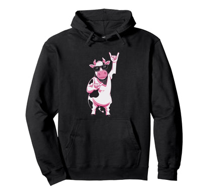 Cow Bandana Double Rock Signs Punk Hoodie - Streetwear Style for Adults - T-Shirt, Sweatshirt, Hoodie