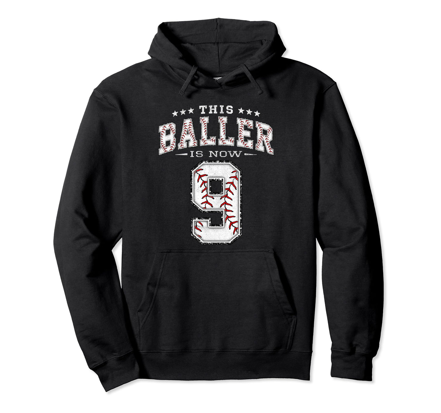 9 Years Old Birthday Baseball Theme Hoodie - Minimalist Print Men Women - T-Shirt, Sweatshirt, Hoodie