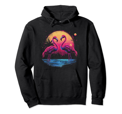 Flamingo Vaporwave Aesthetic Hoodie - Casual Everyday Wear Men Women - T-Shirt, Sweatshirt, Hoodie