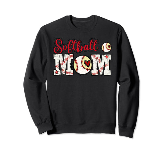 Softball Mom Sports Fan Game Day Sweatshirt - Unique Graphic for Adults - T-Shirt, Sweatshirt, Hoodie