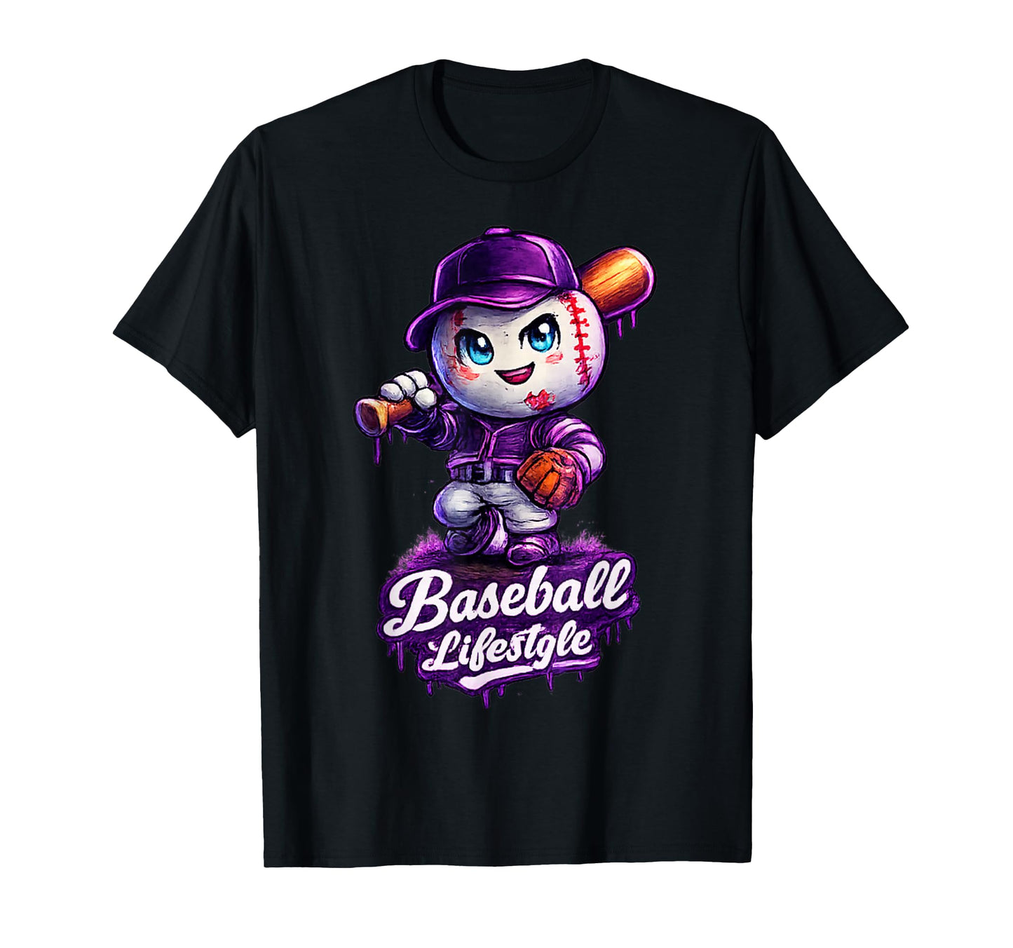 Baseball Life Drip Team And Cream T-Shirt - Graphic Print for Adults - T-Shirt, Sweatshirt, Hoodie