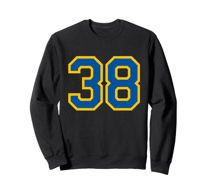 Blue Yellow Sport Team Number 38 Sweatshirt - Streetwear Style for Adults - T-Shirt, Sweatshirt, Hoodie