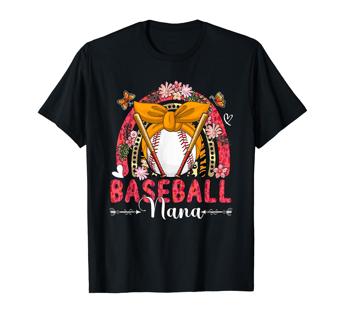 Mee Baseball Nana Ball Bow Tie Floral T-Shirt - Graphic Print for Adults - T-Shirt, Sweatshirt, Hoodie