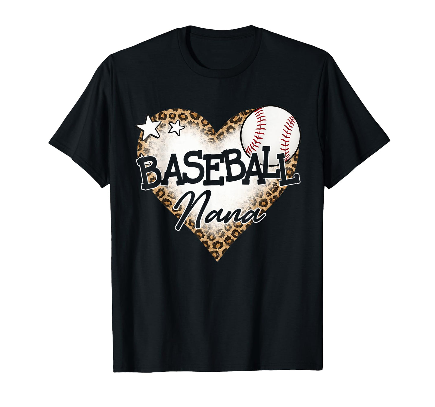 Baseball Nana Leopard Heart Baseball T-Shirt - Aesthetic Graphic Men Women - T-Shirt, Sweatshirt, Hoodie