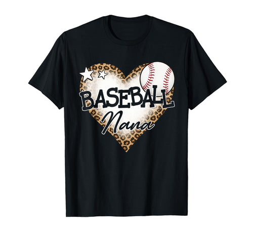 Baseball Nana Leopard Heart Baseball T-Shirt - Aesthetic Graphic Men Women - T-Shirt, Sweatshirt, Hoodie