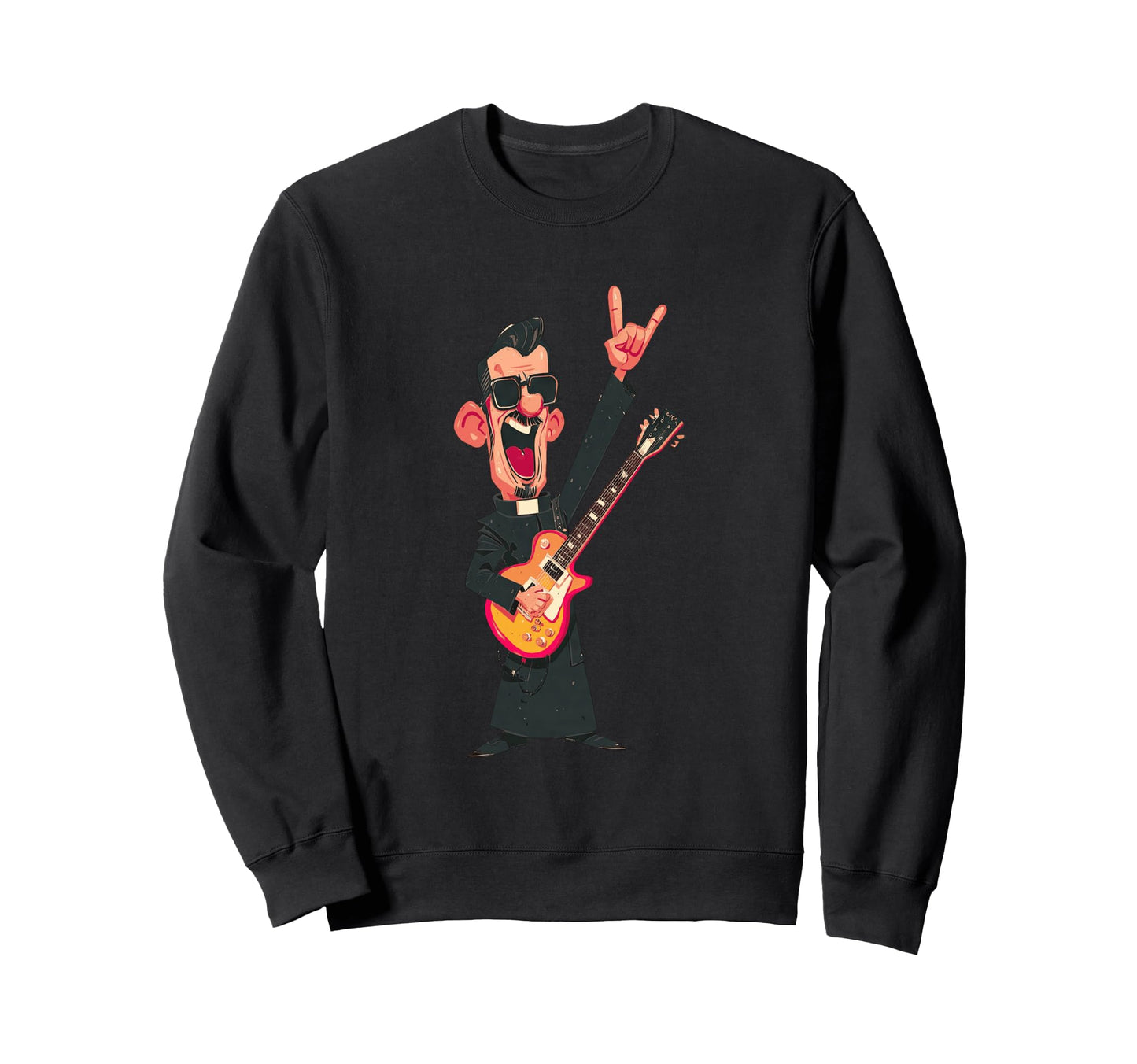 Rockstar Priest Sunglasses Electric Sweatshirt - Trendy Graphic Unisex - T-Shirt, Sweatshirt, Hoodie
